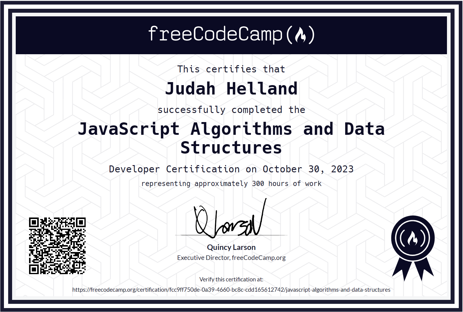 Free Code Camp javascript-algorithms-and-data-structures Certification